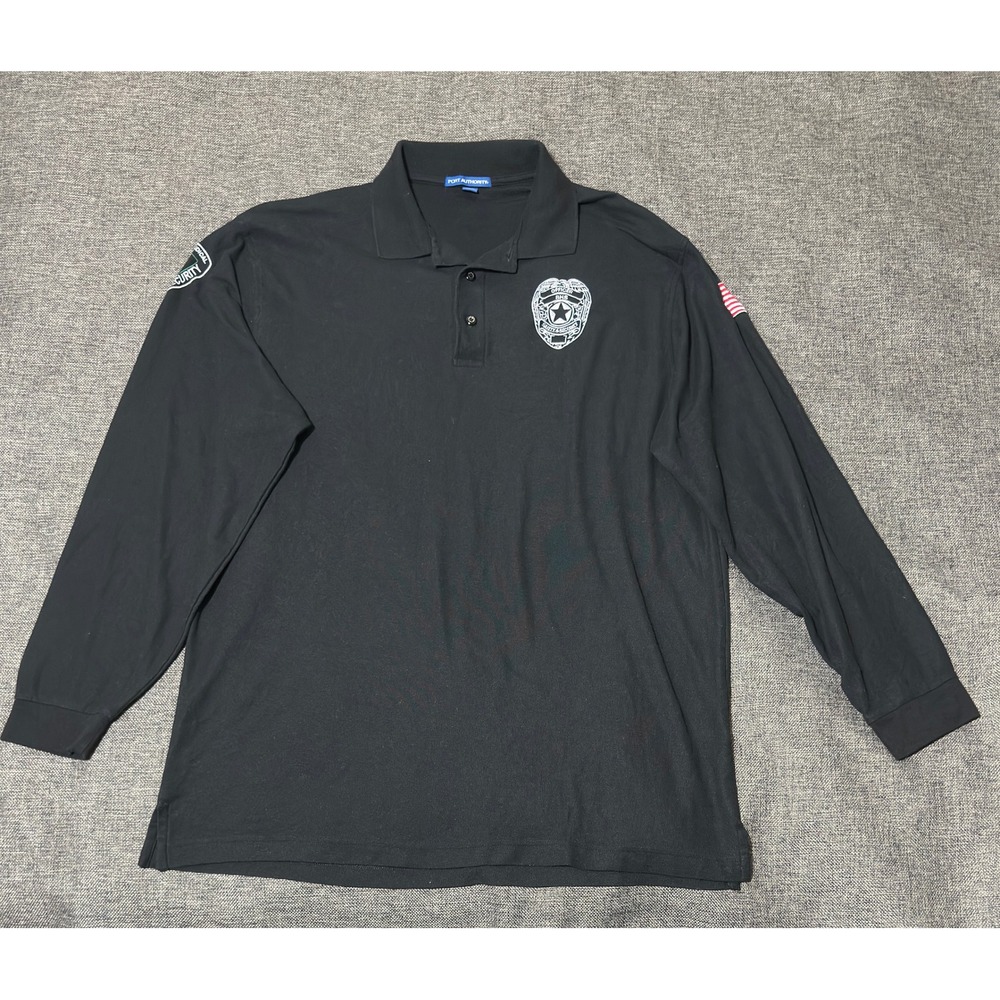 Port Authority Mens XLT Polo Shirt Berkshire Medical Center Security Patch Black